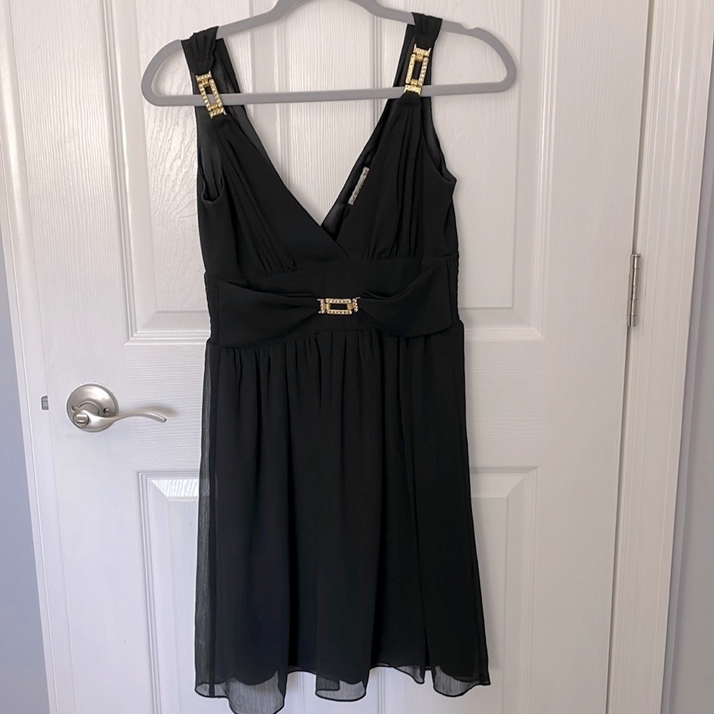 Black formal dress with gold accents sz S